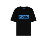 HUGO Cotton-Jersey T-Shirt with Logo Artwork Black