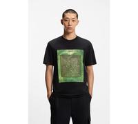 HUGO Cotton-jersey T-shirt with maze print - Style Dabryntee, 50549116 Black L