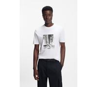 HUGO Cotton-jersey T-shirt with printed artwork - Style Deyss, 50553755 White S