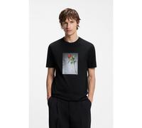 HUGO Cotton-jersey T-shirt with printed artwork - Style Durose, 50564130 Black M
