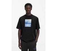 HUGO Cotton-jersey T-shirt with printed artwork - Style Nierofix, 50554369 Black M