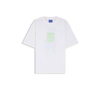 HUGO Cotton-Jersey T-Shirt with Printed Artwork White