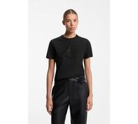 HUGO Cotton-jersey T-shirt with rhinestone logo - Style Damacia_10, 50570932 Black M