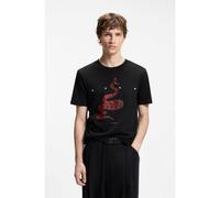 HUGO Cotton-jersey T-shirt with spaced-out logo - Style Discorb, 50557672 Black XXL