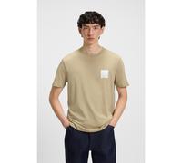 HUGO Cotton-jersey T-shirt with split-logo print - Style Dapusi, 50544458 Beige XS
