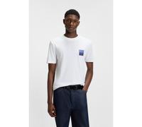 HUGO Cotton-jersey T-shirt with split-logo print - Style Dapusi, 50544458 White XS