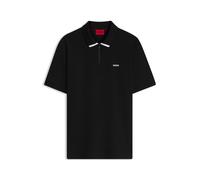 HUGO Cotton piqué polo shirt with zip neckline - Style Dalomino, 50511721 Black XL