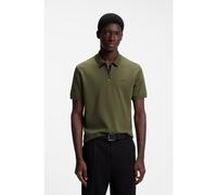 HUGO Cotton piqué polo shirt with zip neckline - Style Dalomino, 50511721 Dark Green S