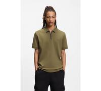 HUGO Cotton piqué polo shirt with zip neckline - Style Dalomino, 50511721 Olive M