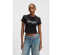 HUGO Cotton ringer T-shirt with graphic artwork - Style Dalia_B_2, 50545062 Black L