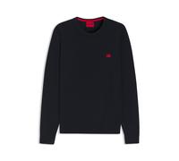 HUGO Cotton sweater with red logo label - Style San Cassius-C1, 50475083 Dark Blue XXL