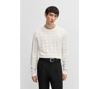 HUGO Cotton sweater with tonal Argyle pattern - Style Sargyle, 50536694 White L
