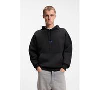 HUGO Cotton-terry Hoodie With Logo Badge Black