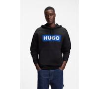 HUGO Cotton-terry hoodie with rectangle logo print - Style Nalves, 50522370 Black S