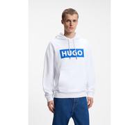 HUGO Cotton-terry hoodie with rectangle logo print - Style Nalves, 50522370 White M