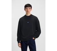 HUGO Cotton-terry sweatshirt with blue logo patch - Style Nedro, 50522359 Black L