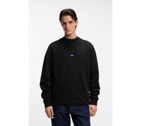 HUGO Cotton-terry sweatshirt with blue logo patch - Style Nedro, 50522359 Black M