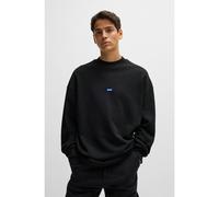 HUGO Cotton-terry sweatshirt with blue logo patch - Style Nedro, 50522359 Black XS