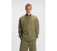 HUGO Cotton-terry sweatshirt with blue logo patch - Style Nedro, 50522359 Olive XL