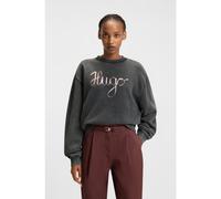 HUGO Cotton-terry sweatshirt with creative artwork - Style Deroxina_4, 50545198 Black XS