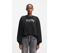 HUGO Cotton-terry sweatshirt with heart logo - Style Deroxina_8, 50555824 Black L