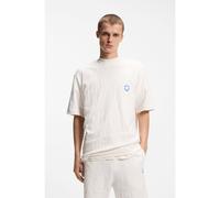 HUGO Cotton-towelling T-shirt with Happy HUGO - Style Nagutee, 50557808 Natural L