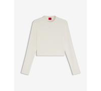 HUGO Crop Logo Long Sleeve T-shirt White Women - L