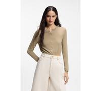 HUGO Cropped cardigan with rear ribbed detail - Style Sessiry, 50561176 Beige S