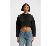 HUGO Cropped cotton sweatshirt with logo print - Style Derissa_B, 50545035 Black M