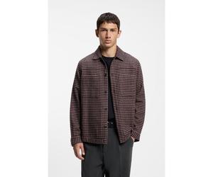 HUGO Cropped oversize-fit shirt in houndstooth cotton - Style Eniri, 50570469 Brown Patterned L
