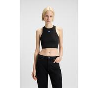 HUGO Cropped stretch-cotton tank top with blue logo label - Style Baby Tank_B, 50511450 Black S
