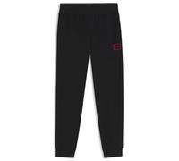 HUGO Cuffed Loungewear Bottoms in Stretch Cotton with Logo Print Black