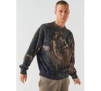 HUGO Dabusi Oversized Fit All Over Print Crew Sweat, Black, Size Xl, Men Black
