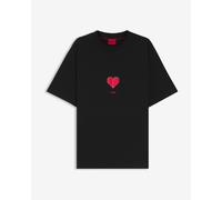 HUGO Cotton-jersey T-shirt with origami-heart prints - Style Dalentin, 50553429 Black XL