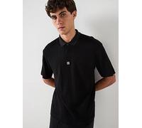 HUGO Dallovo Relaxed Jacquard Stacked Logo Polo Shirt, Black, Size Xl, Men Black