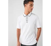 HUGO Dalumo Outline Placket Regular Fit Polo Shirt, White, Size S, Men White