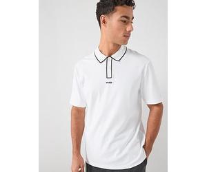 HUGO Dalumo Outline Placket Regular Fit Polo Shirt, White, Size Xl, Men White