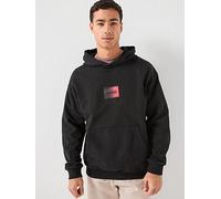 HUGO Danohood Gradient Badge Logo Overhead Hoodie, Black, Size S, Men Black