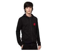 HUGO Logo-label Zip-up Hoodie In Cotton Terry Black