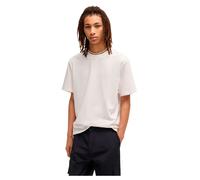 HUGO Mens Dapolino T-Shirt - Relaxed-fit Cotton with Logo Print - Natural 102 Large