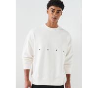 HUGO Darislong Birds Back Print Oversized Crew Sweatshirt, Off White, Size L, Men Off White