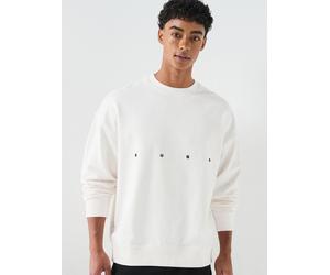 HUGO Darislong Birds Back Print Oversized Crew Sweatshirt, Off White, Size Xl, Men Off White