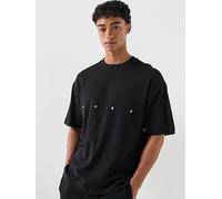 HUGO Dariso Bird Back Graphic Oversized T-Shirt, Black, Size M, Men Black