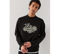 HUGO Darony Embroidered Logo Relaxed Fit Crew Sweat, Black, Size Xl, Men Black