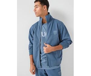 HUGO Davronto Rib Shield Logo Track Top, Blue, Size S, Men Blue