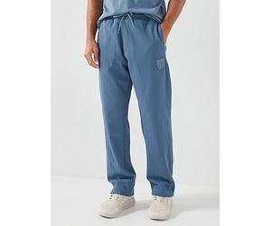 HUGO Davropant Rib Shield Logo Tracksuit Bottoms, Blue, Size M, Men Blue