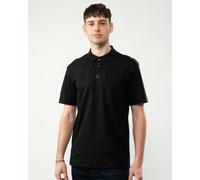 Hugo Deabono Mens Interlock Cotton Polo Shirt with Stacked Logo - Black - Size Medium