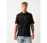 HUGO Deabono Mens Interlock Cotton Polo Shirt with Stacked Logo - Black 002 - Black 002 - XL