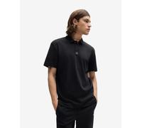 Hugo Deabono Mens Interlock Cotton Polo Shirt with Stacked Logo - Black - Size Medium