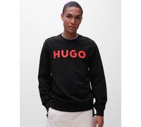 HUGO Men's Sweatshirt Dem – Contrast-Logo, Cotton Terry – Black